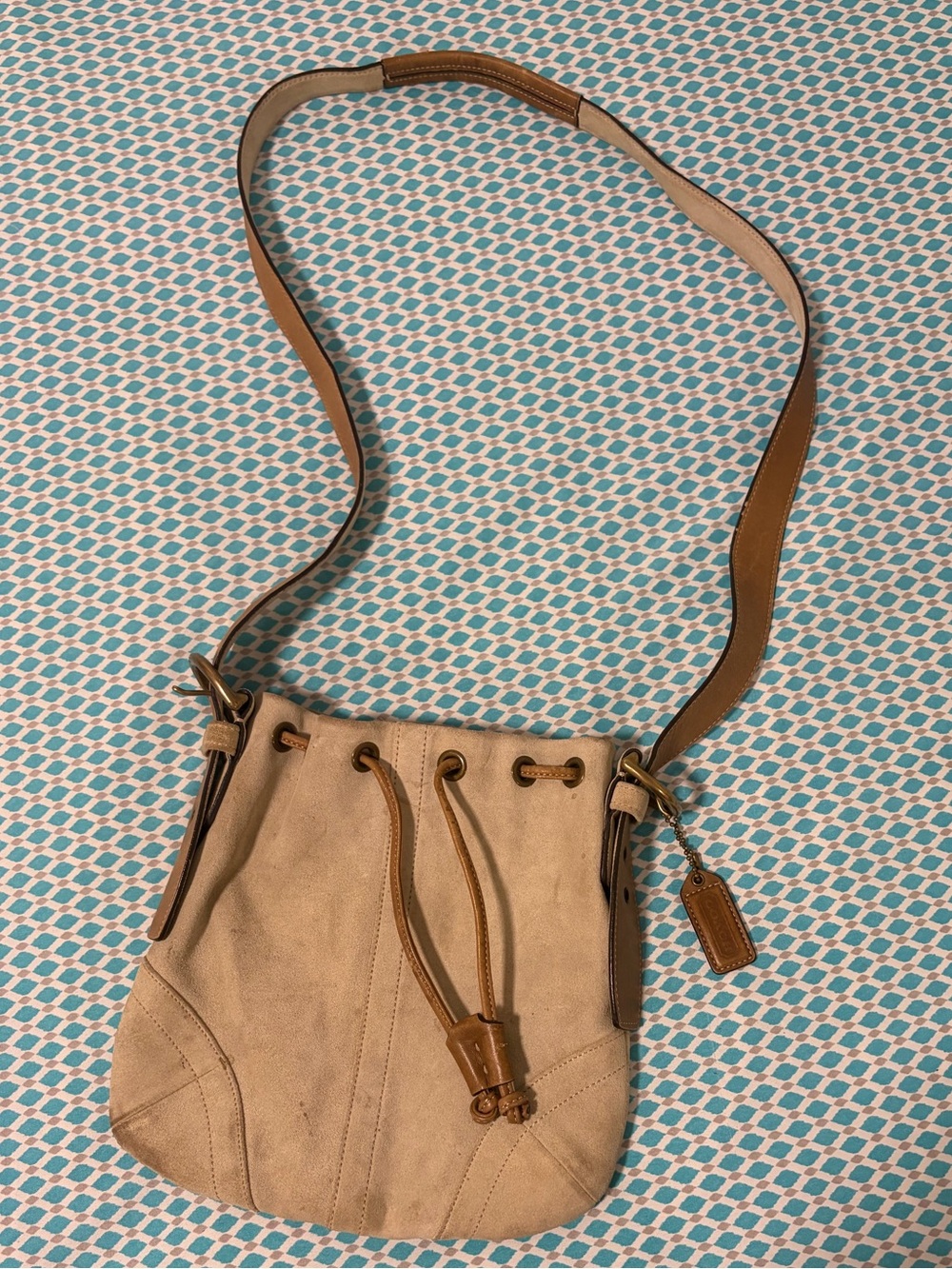 Vintage Coach Suede Drawstring Crossbody